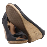 TOMS Wedge Heels Black Canvas Womens UK 7