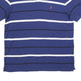 NAUTICA Mens Blue White Striped Short Sleeve Polo Shirt XL Cotton Blend Classic