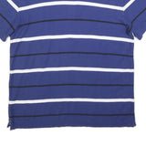 NAUTICA Mens Blue White Striped Short Sleeve Polo Shirt XL Cotton Blend Classic