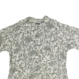 ARROW Mens Cream & Green Floral Pattern Short Sleeve Shirt XL Cotton Blend