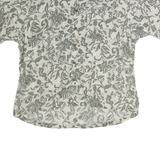 ARROW Mens Cream & Green Floral Pattern Short Sleeve Shirt XL Cotton Blend