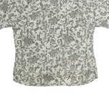 ARROW Mens Cream & Green Floral Pattern Short Sleeve Shirt XL Cotton Blend