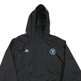 ADIDAS Mens Black Track Jacket 2XL Polyester Blend Hooded Zip Casual Sportswear