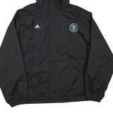 ADIDAS Mens Black Track Jacket 2XL Polyester Blend Hooded Zip Casual Sportswear