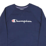 CHAMPION Mens Blue Cotton Blend Crew Neck M Logo Sweatshirt Casual Pullover