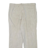 Beige Mens Cotton Blend Regular Fit Straight Leg Trousers W36 L30 Summer Casual