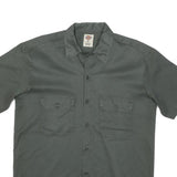 DICKIES Mens Grey Plain Shirt Cotton Blend M Workwear Casual Utility