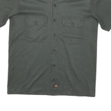DICKIES Mens Grey Plain Shirt Cotton Blend M Workwear Casual Utility