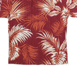 VAN HEUSEN Mens Red & Orange Leaf Pattern Casual Shirt M Summer Tropical Short
