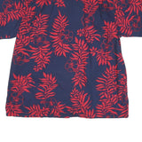 GO BEARFOOT Mens Navy & Red Floral Cotton Blend Hawaiian Shirt L Comfortable