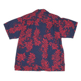 GO BEARFOOT Mens Navy & Red Floral Cotton Blend Hawaiian Shirt L Comfortable