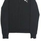 PUMA Mens Black 1/4 Zip S Sweatshirt Cotton Blend Pullover Sportswear