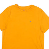 TOMMY HILFIGER Mens Yellow T-Shirt L Short Sleeve Crew Neck Classic Cotton Blend