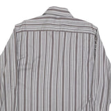 BEN SHERMAN Mens Grey & White Striped Shirt L Classic Cotton Blend Casual