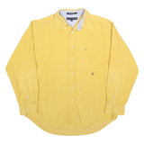 TOMMY HILFIGER Mens Yellow Shirt L Cotton Blend Classic Button Shirt