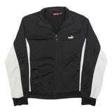 PUMA Womens Black & White Zip Jacket UK 14 Polyester Plain Sportswear Activewear