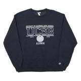 CHAMPION Mens Navy Blue UCSB Alumni Crew Neck L Cotton Blend Sweatshirt
