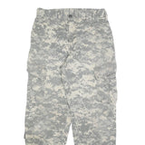 Mens Cotton Blend Grey Camouflage Regular Cargo Trousers W28 L30 Durable Button