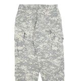 Mens Cotton Blend Grey Camouflage Regular Cargo Trousers W28 L30 Durable Button