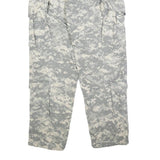 Mens Cotton Blend Grey Camouflage Regular Cargo Trousers W28 L30 Durable Button