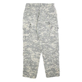 Mens Cotton Blend Grey Camouflage Regular Cargo Trousers W28 L30 Durable Button