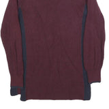 TOMMY HILFIGER Womens Maroon & Navy Patterned Jumper V-Neck Cable Knit XXS