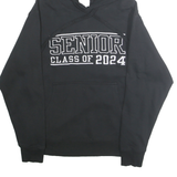 JOSTENS Mens Black Senior Class Of 2024 Pullover Hoodie M Cotton Blend
