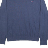 TOMMY HILFIGER Mens Blue Plain Cotton Crew Neck Basic Knit Jumper M Casual
