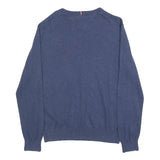 TOMMY HILFIGER Mens Blue Plain Cotton Crew Neck Basic Knit Jumper M Casual