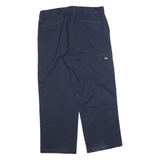 DICKIES Mens Cotton Blend Navy Loose Straight Trousers W36 L30 Workwear Zip