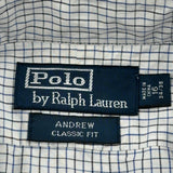 Andrew Classic Fit Polo By Ralph Lauren Checked Shirt - Large Blue Cotton