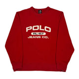 Rl-67 Ralph Lauren Spellout Sweatshirt - Large Red Cotton Blend