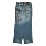 Akademiks Graphic Jeans - 36W 32L Light Wash Cotton