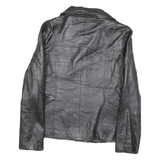 SHAVER LANE Womens Black Leather Button Jacket S Plain Stylish Outerwear