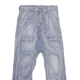 Womens Light Blue Relaxed Straight Denim Cotton Blend Jeans W29 L30 Patchwork