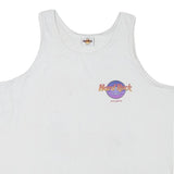 HARD ROCK CAFE Mens White Atlanta T-Shirt L Sleeveless Cotton Blend Vest