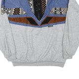LIFT Mens Grey Blue Brown Patterned Collared L Sweatshirt Vintage Pullover