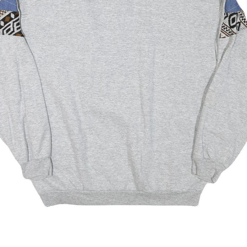 LIFT Mens Grey Blue Brown Patterned Collared L Sweatshirt Vintage Pullover