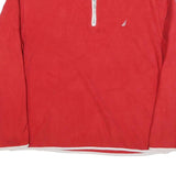 NAUTICA Mens Red Pullover Plain Quarter Zip Polyester Blend Jumper L Casual