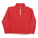 NAUTICA Mens Red Pullover Plain Quarter Zip Polyester Blend Jumper L Casual