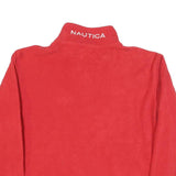 NAUTICA Mens Red Pullover Plain Quarter Zip Polyester Blend Jumper L Casual