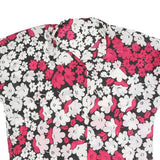 Womens Black White & Pink Floral Print Shirt Short Sleeve Collared M Polyester