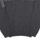 Mens Black Patchwork Plain Crew Neck Chunky Knit XL Workwear Jumper