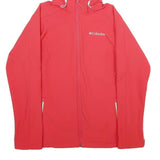 COLUMBIA Mens Red Hooded Softshell Jacket S Polyester Outdoor Zip Pocket