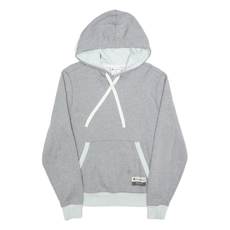 CHAMPION Mens Grey Contrast Trim Pullover Hoodie S Lightweight Drawstring