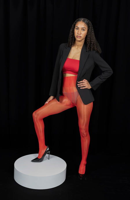 LECHERY® LUSTROUS SILKY SHINY 20 DENIER SHEER PANTYHOSE TIGHTS • RED