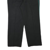 Mens Black & Green Polyester Blend Regular Fit Straight Trousers W37 L29