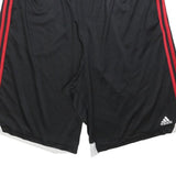 ADIDAS Mens Black Sports Shorts XL W34 Red Stripe Polyester Athletic Gym