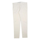 HARMONT AND BLAINE Womens Cotton Blend Cream Slim Straight Trousers W34 L32
