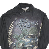 Womens Black Las Vegas Pullover Sweatshirt M Zipper Collar Vintage Style